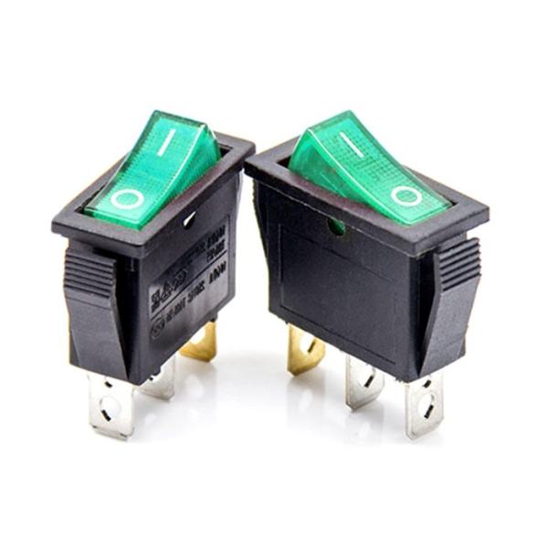 Illuminated Latching Red And Green Button Rocker Switch