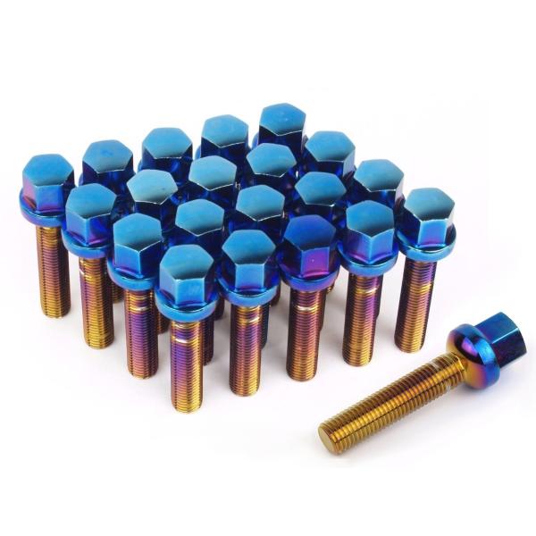 Blue Neon Car Wheel Lug Bolts 0.88 Inch Diameter High Precision For Benz Series