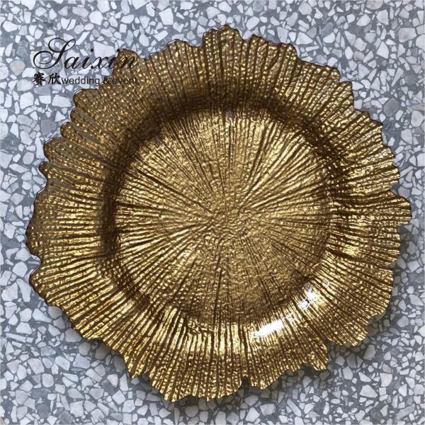 ZT-P055 Saixin Новый дизайн Черная снежинка Стеклянная зарядная тарелка для свадьбы