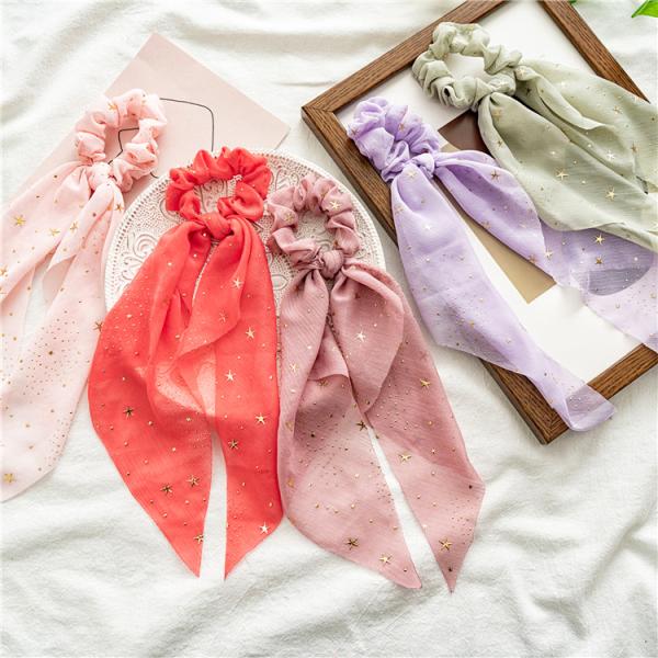 Spring/summer red chiffon moon star Arabia streamer large coil hair accessories cross border hair - free lady tie hair