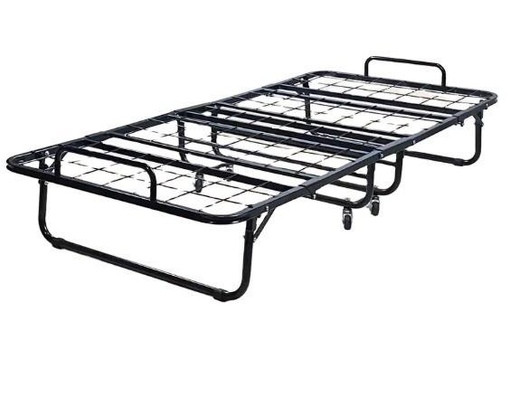Foldable Light Weight Folding Metal Bed with Wheels for Hotel and Bedroom Easy to Move