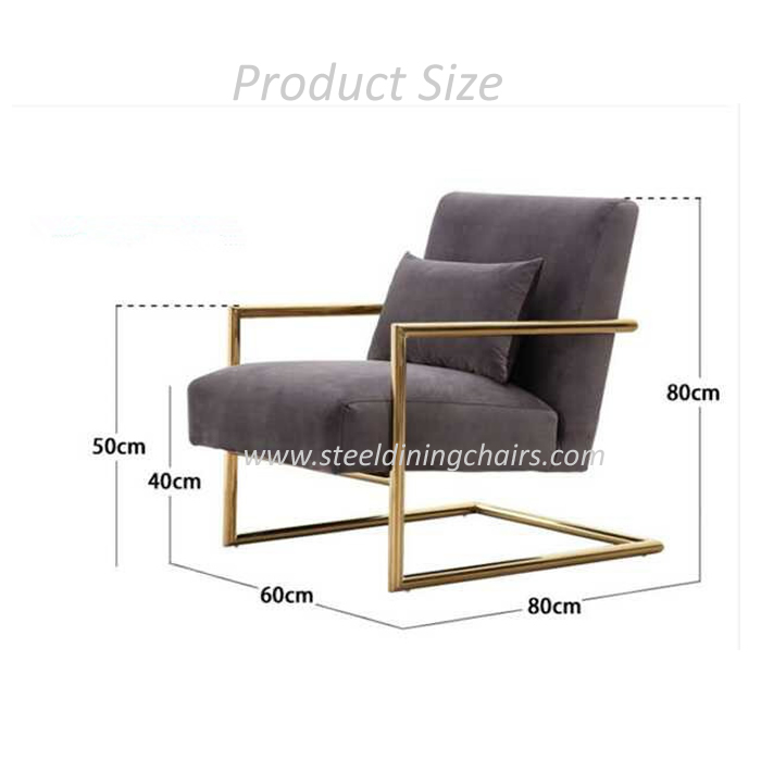 Нога обитая бархатом нержавеющей стали 80cm 60cm одно кресло Seater
