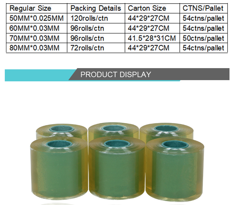 Статический фильм простирания OD 65mm толщины оболочки 0.06mm фильма PVC ширины 50mm для упаковки