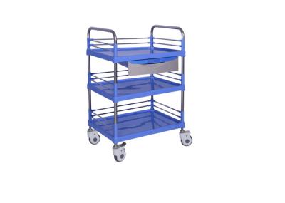 Three Shelves Plastic Steel Medical Trolley Hospital Mobile Clinic Instrument Cart