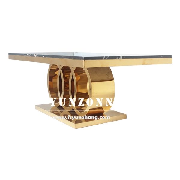 Customized Size Circles Base Luxury Silver or Golden Natural Stone Top Side Table Salon Centro Metal Coffee Center Table