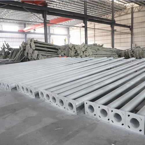 Outdoor Galvanized Street Lighting Pole with Single-side Bracket and Nickel Plating