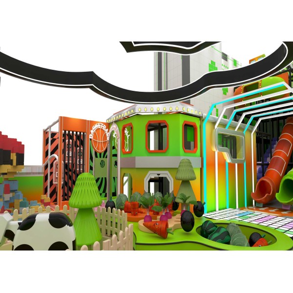 Home Villa Indoor Trampoline Sports Arenas Macaron with Double Layer Maze / Slide