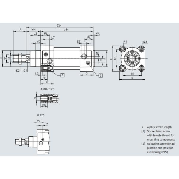 Lightweight Aluminum ISO15552 TPE-U PU ISO 6431 FESTO Adjustable Pneumatic Cylinder 646775 DSBG-80-100-PPV-N3 For Industrial