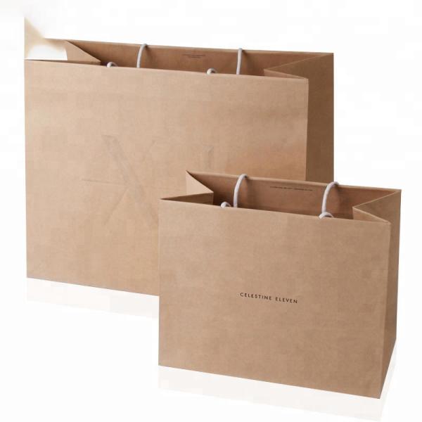 Disposable Coffee Brown Paper Gift Bags Embossing Debossing