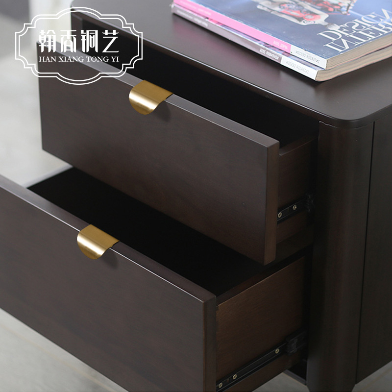 Solid Brass Golden Edge Pull Handle Brass Drawer Shell Cabinet  Pull for Kitchen Bedroom