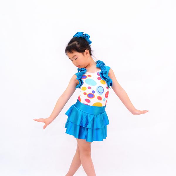 2 In 1 Jazz Tap Costumes Cercle Confetti Bodice Ruflle Halter Neck Leotard Tiered Skirt Outfit