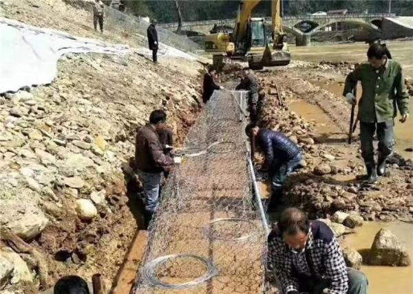 Gabião de metal galvanizado pesado por imersão a quente Cestas hidráulicas hexagonais uso 3,0 mm