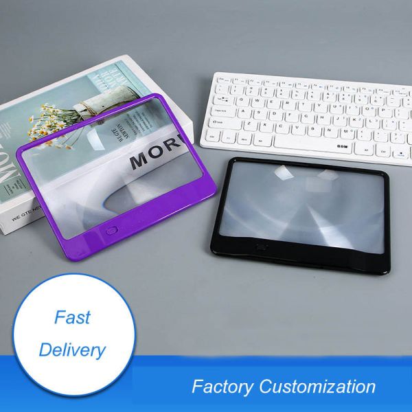 High Quality Wholesale Custom Large Size LED Lighted Magnifier Glasses, Computer Screen LED 18*14CM 3X Magnifying Glass