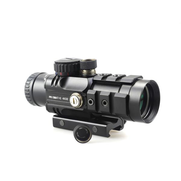 155mm Length Prismatic Scope Hunting 4x32 with Red Laser and Mini Red Dot