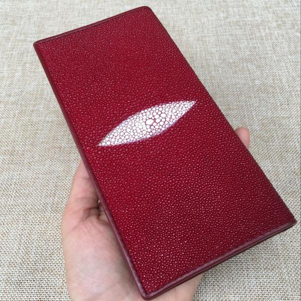 Unisex Style Authentic Stingray Skin Women Men Slim Bifold Wallet Card Bag Genuine Leather Female Male Thin Clutch Purse