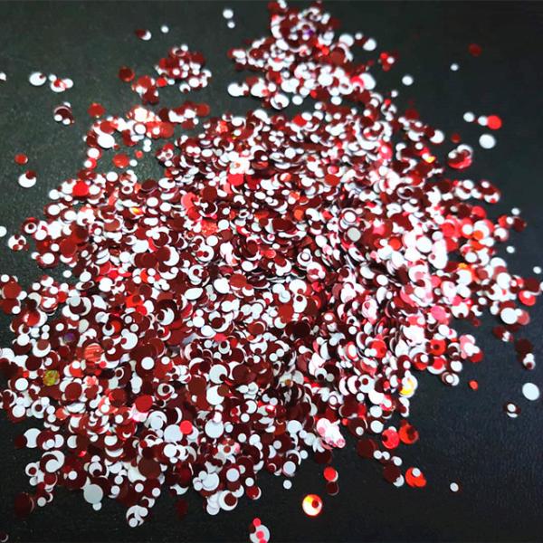 Unleash Your Imagination with Glitter Red and White Dots Mixes Nail Art Style