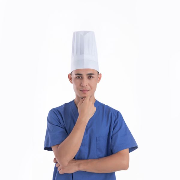 Hubei Haixin Chef Uniform Disposable Non Woven Round Chef Hat Adjustable Paper Chef Hat Kitchen Food Restaurants Bakery Hats