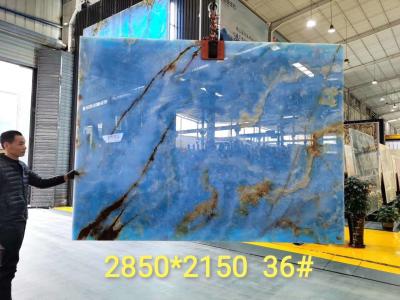 Backlit Blue Crystal Jade Onyx Slab Marble Stone For Background