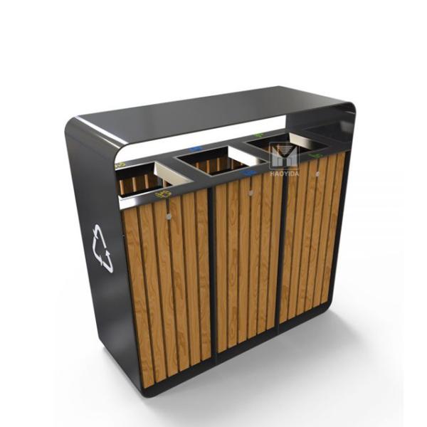 3 Compartment 40L 10.5gal Outdoor Wooden Trash Can
