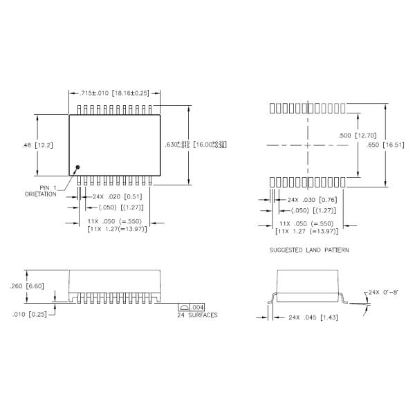 Transformador magnético discreto H6096NL del Lan de Ethernet del solo puerto