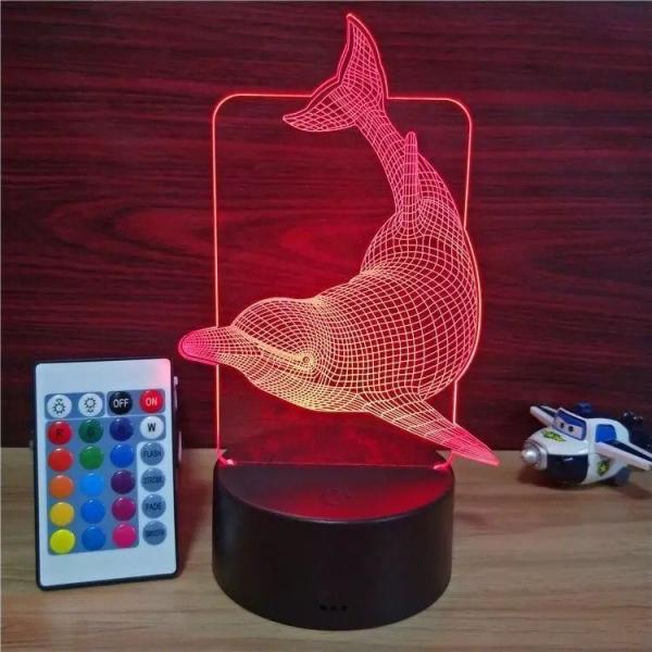 Indoor Acrylic 3D LED the Dolphins Night  Light for Gift ,Cute Dolphins Decoration LED Light in many colors