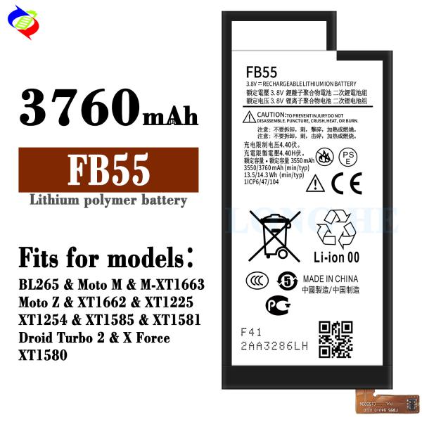 Batterie Li-polymère rechargeable FB55 pour Motorola Droid Turbo 2 XT1585 XT1580 XT1581 Moto X Force SNN5958A 3760mAh