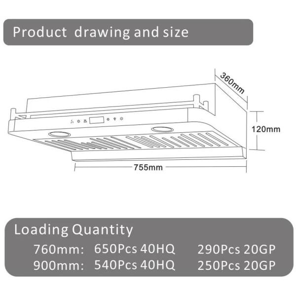Черная стена клобука ряда профиля вентилируя вентилятора кухни тонкая установила