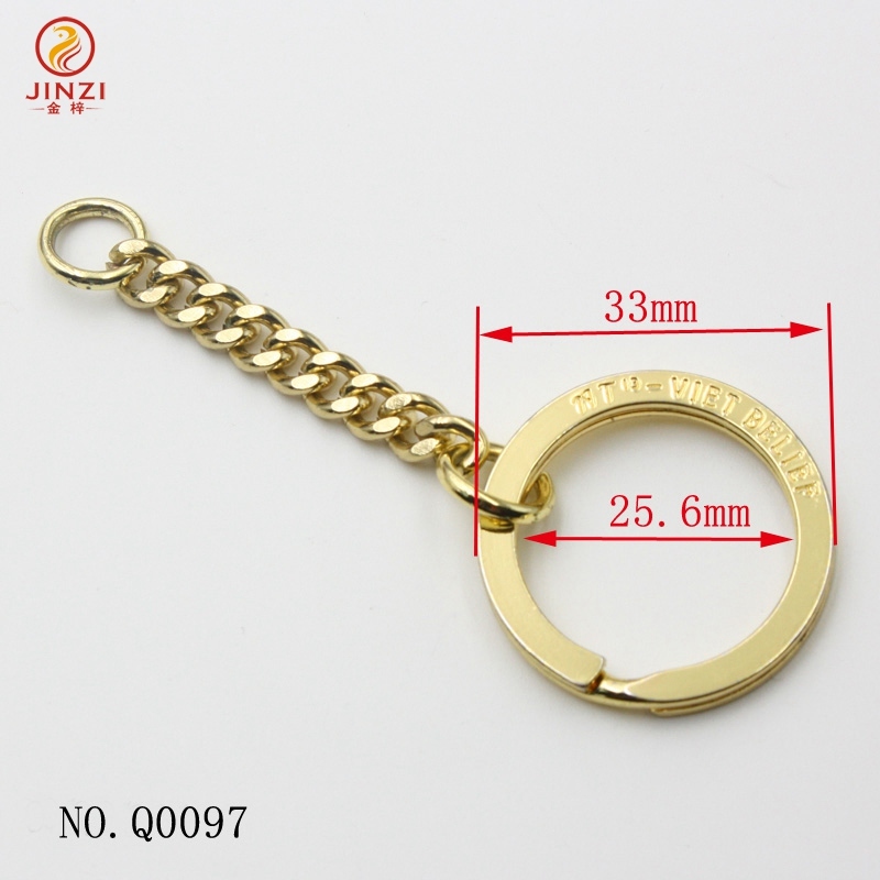 Quality Metal Key Chain Key Ring Custom Logo Metal Split Ring with Chain One Inch Keychain Rings