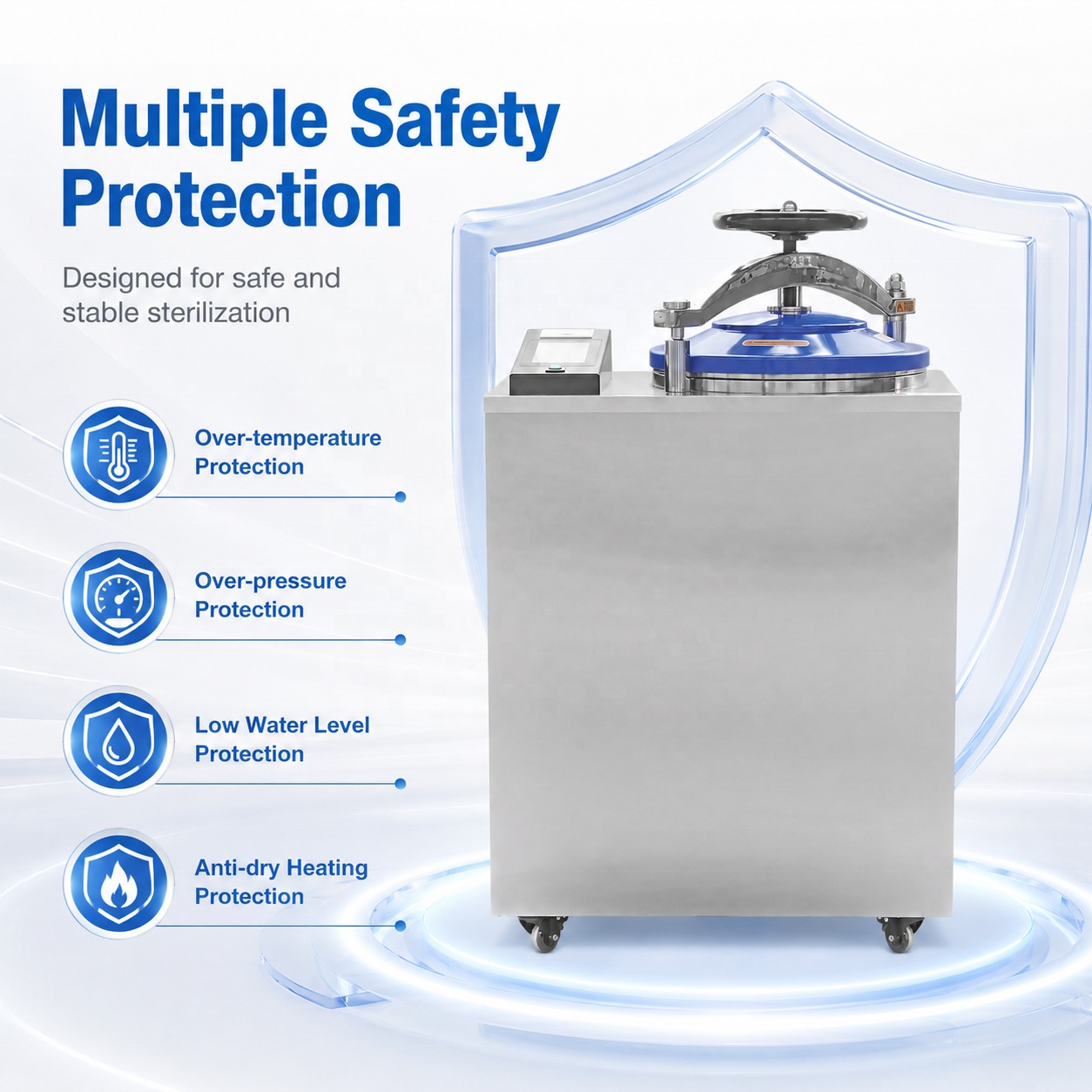 Cenlee Laboratory Use Automatic Digital Control 35L-100L 116-134C Stainless Steel Vertical Vacuum Steam Sterilizer