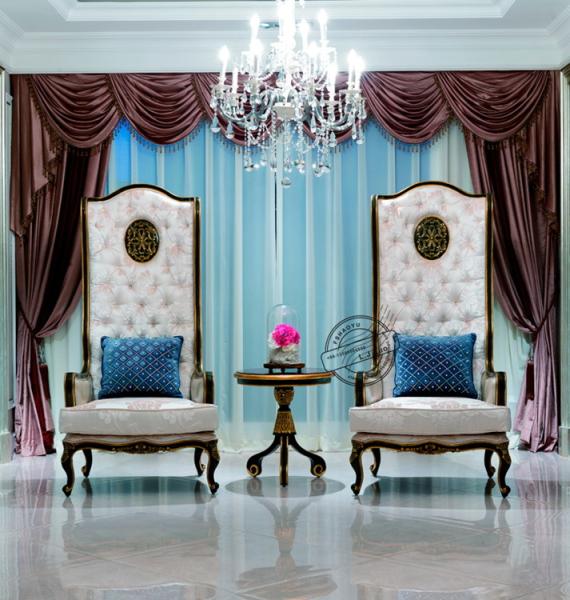 OEM ODM Luxury Wedding High Back Queen Throne Chair Velvet Solid Wood Hotel Furniture