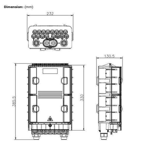BP023 Horizontal Tray IP65 Wall Mount Termination Box 36 Fibers