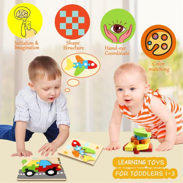 Unisex Montessori Shape Sorting Puzzle for Toddlers 1-3 Wooden Sensory Stem Learning Toys
