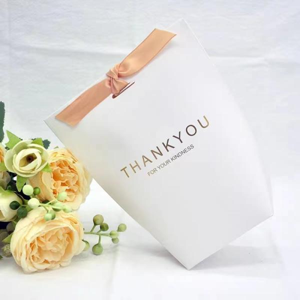 Customised Size Thank You Gift Bags Corrugated Paper For Wedding Guests