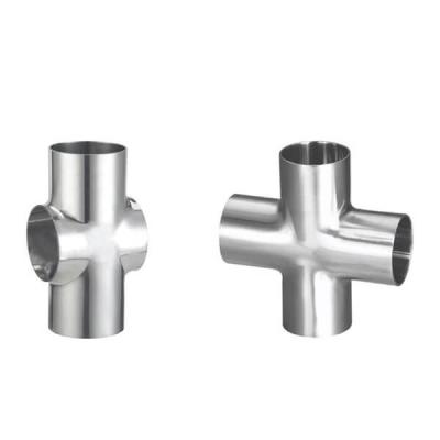 Mirror Polishing Cross Sanitary Butt Weld Fittings For Pharmaceutical Engineering