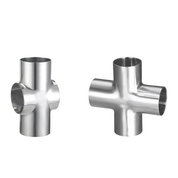 Mirror Polishing Cross Sanitary Butt Weld Fittings For Pharmaceutical Engineering