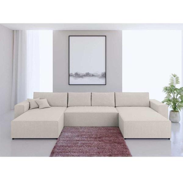 U shape is popular in Europe and America Convertible panoramic Living room sofa with lilac ribbed velvet trunk sofa bed