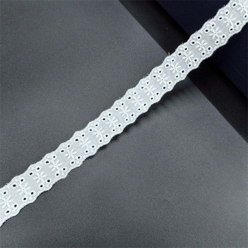 3.8 Inches Wide Cotton Lace Trim with Scalloped Edge and Floral Pattern for Dress Garment DIY
