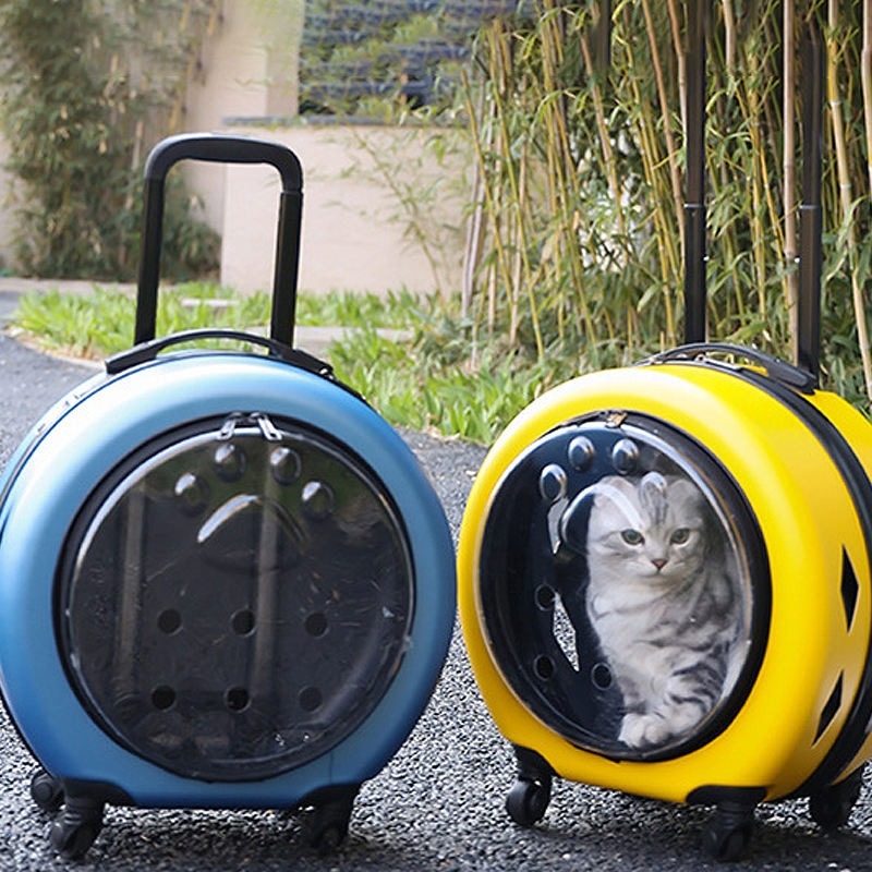 Travel Wheeling Suitcase Pet Trolley Case Transparent Dog Bags Trolley Pet Cabin Carriers Travel Products for Cat Dog