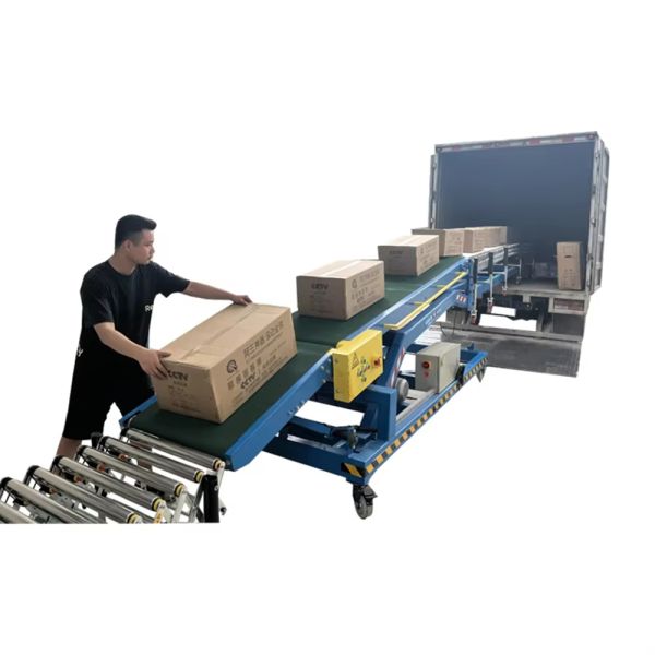 Custom Heavy-Duty Belt Conveyors Mobile Automatic Loading/Unloading Systems Truck Container Warehouse Bulk Material Handling Equipment Truck Container Heavy Cargo Automatic Handling Systems Logistics