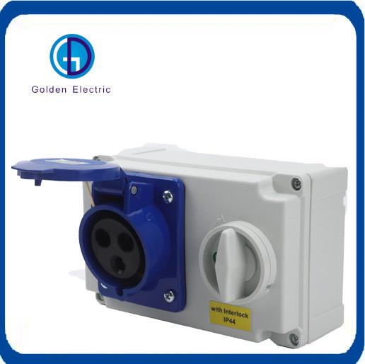 Pedido personalizado 16A 32A 3p 5p Receptaculo industrial e interruptor com dispositivo de bloqueio