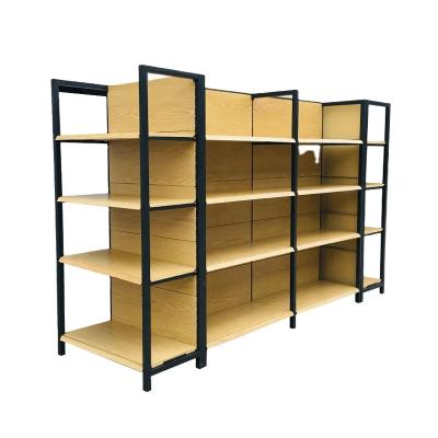 Wooden Steel Gondola Display Shelving Supermarket Shelf Rack For Shop