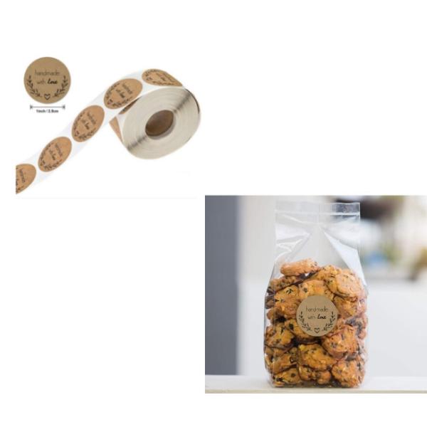 PS Version Printing Kraft Paper Custom Sticker Labels 0.04mm For Bakery Decoration