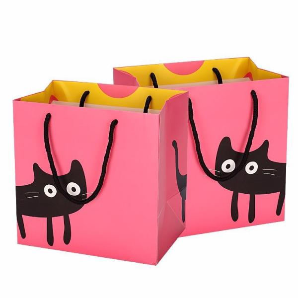 Cute Printed Fancy Patterned Gift Bags Cardboard Silver Stamping Spot UV