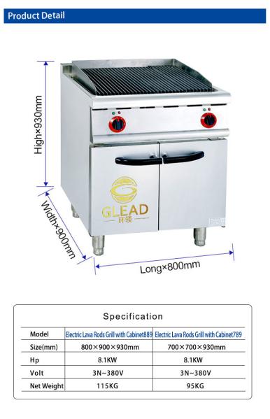 Commercial GL RH Gas Restaurant Cooking Equipment 17 Power Supply Efficiency R13/4 Gas Connection