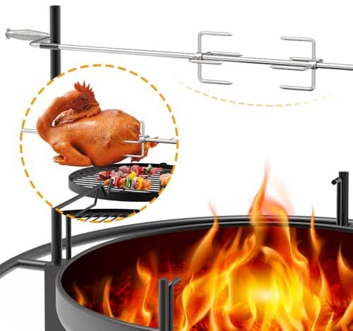 32'' Steel Barbecue Outdoor Wood Burning Fire Pit Backyard With Cooking Grill