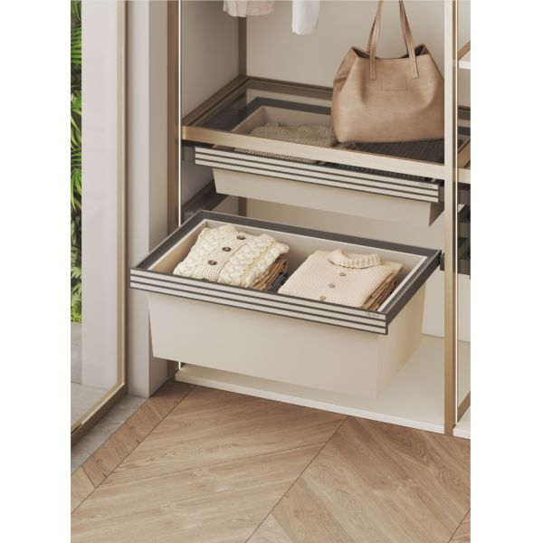 MJMHD DB-4 Pull-out Basket / Drawer Organizer: Eco-Friendly PVC over MDF Wardrobe Storage Basket, Open Design for Socks & Accessories, 864x485x270mm