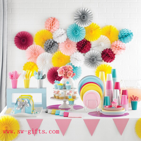 Party Wedding Decoration Paper Craft Tissue Paper Honeycomb Balls Pom Pom Flower Ball