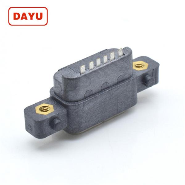 6 PIN Waterproof Splint USB C Female Connector With Threaded Hole