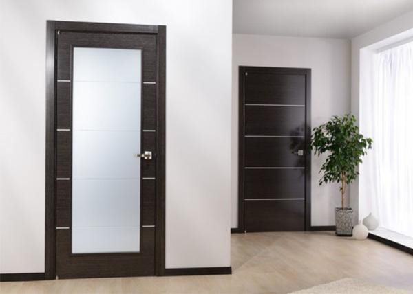 Custom Solid Wood Panel Interior Doors , Modern Style Fireproof Wooden Doors