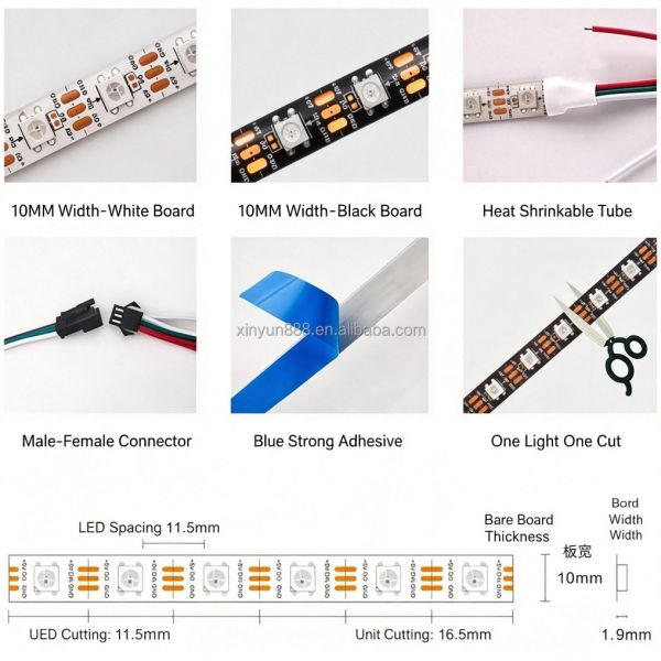 5050 Low Voltage 5V Color Changing 30/60 / 90 Light Bar Closet Ambiance Full Color Running LED Light Strip